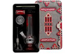 Σετ Γυάλινο Bong Amsterdam με Grinder, Τζιβάνες, Χαρτάκια, Αναπτήρα και Σίτες | XXX 21cm
