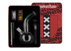 Σετ Γυάλινο Bong με Grinder, Αναπτήρα και Σίτες | Leaf Bong 16cm 