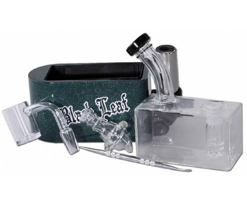 Γυάλινο OIL Bong  Black Leaf Travel Rig | Φορητό Bong Ταξιδίου Μωβ με Ενσωματωμένο Αντιανεμικό Αναπτήρα - Τιμή: 64,90€