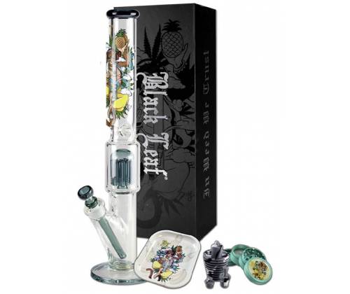 Glass Bong IN BOX Black Leaf | Hanuman Ice 10-Arm 50cm -  Price: 145,00€