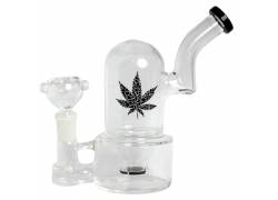 Glass Bong Dome Rig - Leaf Black 16cm