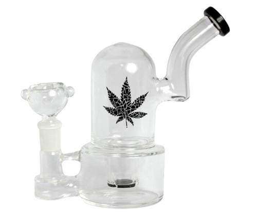 Γυάλινο Bong Dome Rig - Leaf Black 16cm - Τιμή: 32,50€