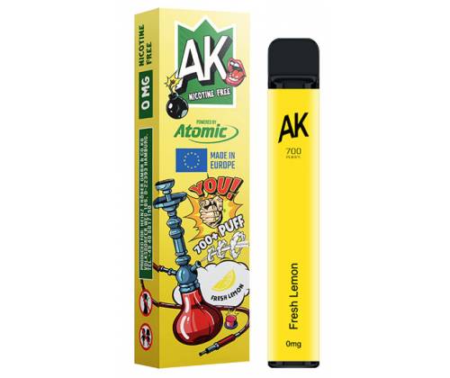 Ηλεκτρονικός Ναργιλές Atomic E-Shisha Fresh Lemon 2ml 700 Puff - Χωρίς Νικοτίνη - Τιμή: 7,50€