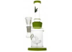 Glass Ice Bong «Green Leaves» + Diffuser 21cm