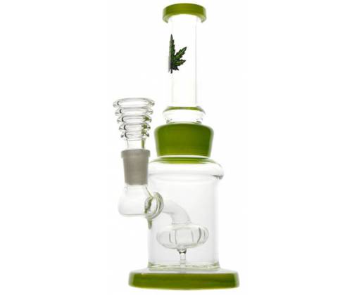 Glass Ice Bong «Green Leaves» + Diffuser 21cm -  Price: 15,80€