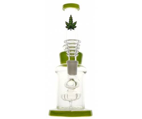 Glass Ice Bong «Green Leaves» + Diffuser 21cm -  Price: 15,80€