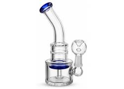 Γυάλινο OIL Bong Blue Clear & Percolator - 16cm