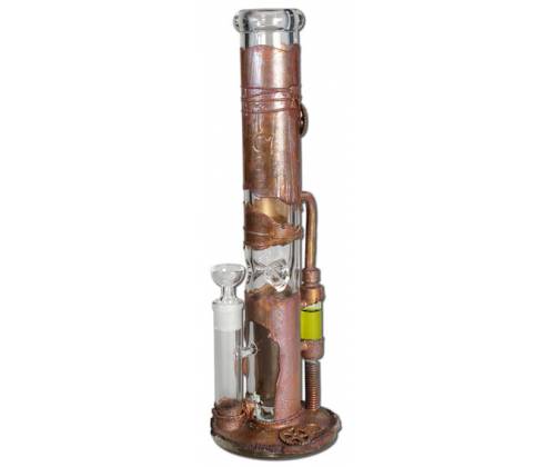 Χειροποίητο OIL Bong Black Leaf «Archimedes Reactor» | Γυαλί - Χαλκός 40cm - Τιμή: 189,00€