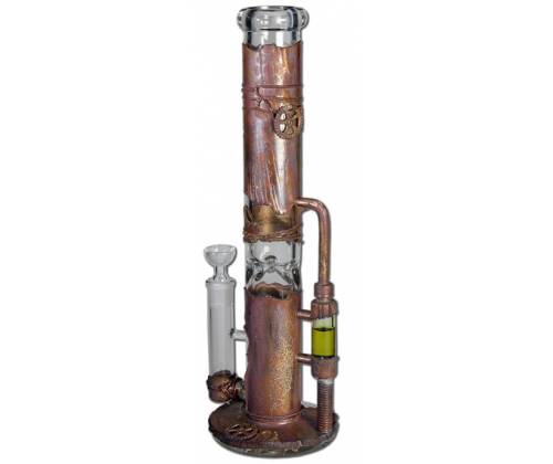 Χειροποίητο OIL Bong Black Leaf «Archimedes Reactor» | Γυαλί - Χαλκός 40cm - Τιμή: 189,00€