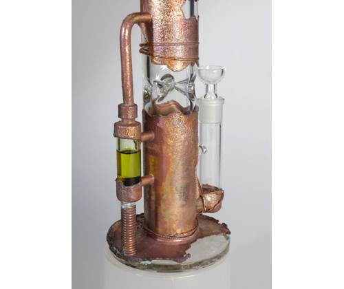 Χειροποίητο OIL Bong Black Leaf «Archimedes Reactor» | Γυαλί - Χαλκός 40cm - Τιμή: 189,00€