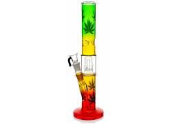Glass Ice Bong Cylinder Rasta + Diffuser 40cm.