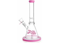 Glass Ice Bong "Groovy Pink" with Diffuser 24cm