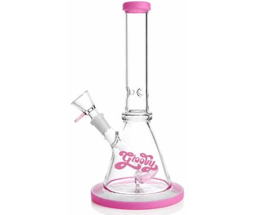 Glass Ice Bong "Groovy Pink" with Diffuser 24cm - Price: 19,90€