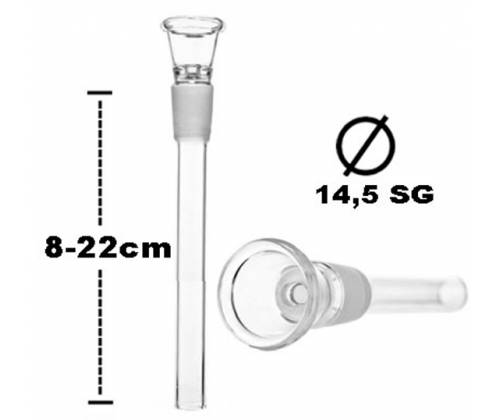 Ανταλλακτικό γυάλινο πιπάκι για Bong (Chillum) - SG:14.5mm - Μήκος: 08-22cm | Δέχεται Σίτες - Τιμή: 3,40€
