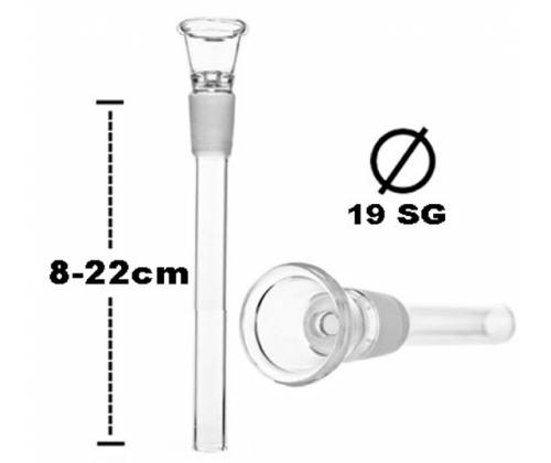 Ανταλλακτικό γυάλινο πιπάκι για Bong (Chillum) - SG:19mm - Μήκος: 08-22cm | Δέχεται Σίτες - Τιμή: 3,40€