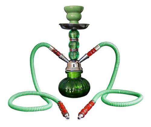 Ναργιλές Hookah Πράσινος Διπλός 2 Hoses - 28cm - Τιμή: 17,90€