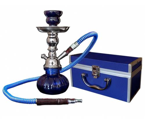 Ναργιλές Hookah Μπλε 1 Hose με Μεταλλικό Βαλιτσάκι - 25cm - Τιμή: 24,50€