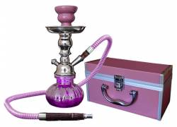 Ναργιλές Hookah Ροζ 1 Hose με Μεταλλικό Βαλιτσάκι - 25cm