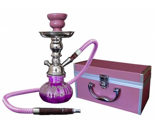 Ναργιλές Hookah Ροζ 1 Hose με Μεταλλικό Βαλιτσάκι - 25cm - Τιμή: 24,50€