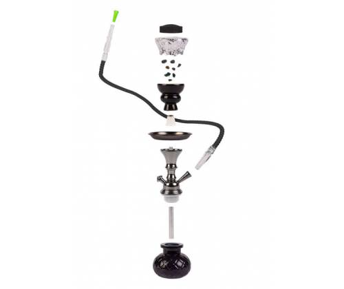 Ναργιλές Hookah Shisha All Black Dark Gun Μονός 1 Hose - 26cm - Τιμή: 17,50€