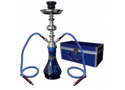 Hookah Blue 2 Hoses with Metal Case - 46cm