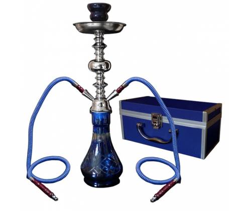 Hookah Blue 2 Hoses with Metal Case - 46cm -  Price: 39,50€