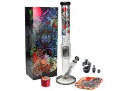 Γυάλινο Bong IN BOX Black Leaf Percolator  | Ronin & Geisha 50cm