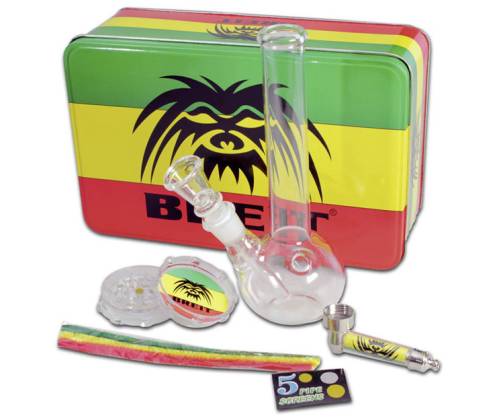 Mini Bong Set with Grinder and Glass Pipe -  Price: 17,90€