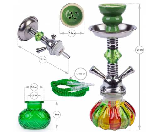 Ναργιλές Hookah Shisha MD Multicolor Διπλός 2 Hoses - 27cm - Τιμή: 16,50€