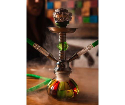 Ναργιλές Hookah Shisha MD Multicolor Διπλός 2 Hoses - 27cm - Τιμή: 16,50€