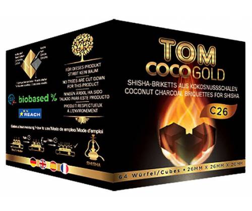 Καρβουνάκια για Ναργιλέ τετράγωνα Tom Coco Gold (26mm) - 1Kg - Τιμή: 7,90€
