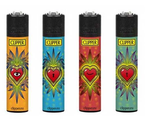 Clipper Αναπτήρας Μεγάλος - Ganja Hearts - Τιμή: 1,10€