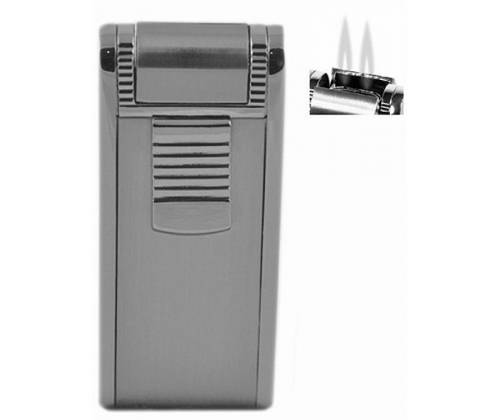 Αναπτήρας Πολυτελείας με Διπλή Φλόγα Αντιανεμικός Ασημί 023s - Τιμή: 13,50€