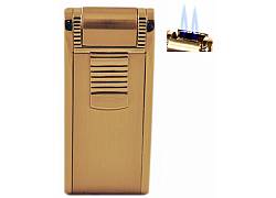 Αναπτήρας Πολυτελείας με Διπλή Φλόγα Αντιανεμικός Χρυσό 023G