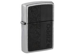 ZIPPO Lighter - Street Chrome Black Leather Logo (46919)