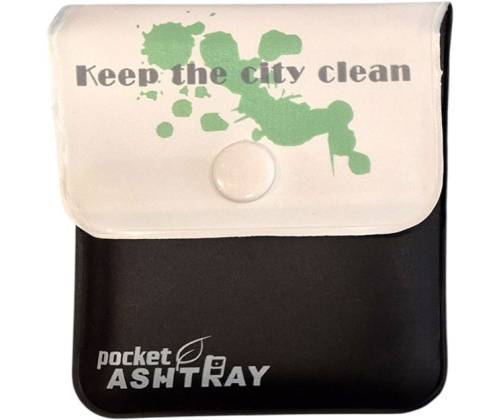 Ατομικό Τασάκι City Clean Pocket Ashtray με Φύλλα για Απόρριψη Τσίχλας - Μαύρο - Τιμή: 3,20€