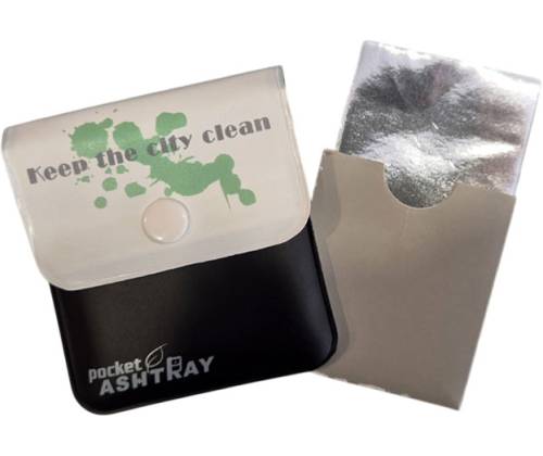 Ατομικό Τασάκι City Clean Pocket Ashtray με Φύλλα για Απόρριψη Τσίχλας - Μαύρο - Τιμή: 3,20€