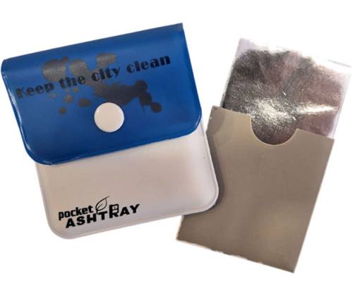 Ατομικό Τασάκι City Clean Pocket Ashtray με Φύλλα για Απόρριψη Τσίχλας - Μπλε - Τιμή: 3,20€
