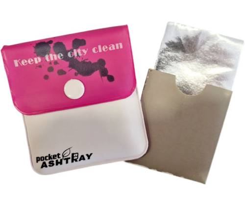 Ατομικό Τασάκι City Clean Pocket Ashtray με Φύλλα για Απόρριψη Τσίχλας - Ροζ - Τιμή: 3,20€