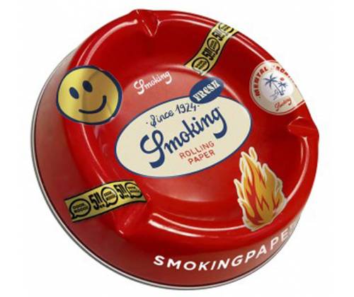 Smoking Metal Ashtray Large Red Labels - 20cm -  Price: 6,30€