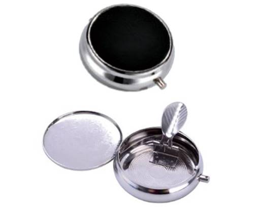 Τασάκι Ανοξείδωτο Τσέπης - Champ Leather Look Μαύρο - Τιμή: 3,70€