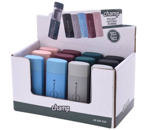 Champ Τασάκι Μεταλλικό Τσέπης Rubber - 7.3cm (Διάφορα Χρώματα) - Τιμή: 5,90€