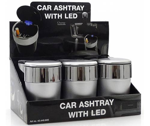 Champ Τασάκι Αυτοκινήτου Με Φως LED - Μαύρο 11.5cm - Τιμή: 7,40€