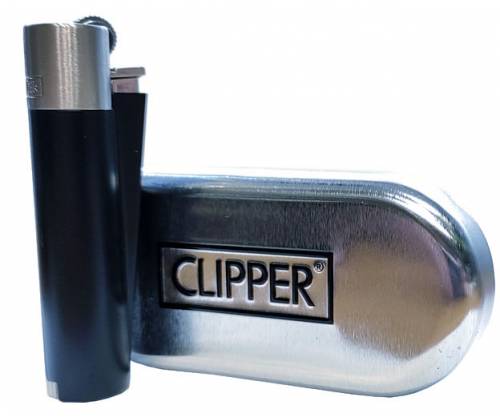 Clipper Αναπτήρας Μεταλλικός Μεγάλος - Black & Silver Metal - Τιμή: 11,90€