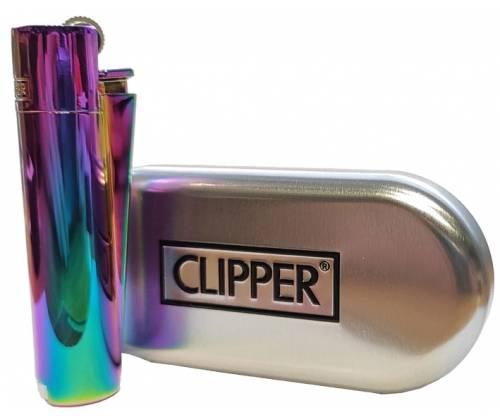 Clipper Αναπτήρας Μεταλλικός Μεγάλος - Rainbow Icy Colour Metal - Τιμή: 11,90€