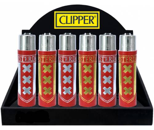 Clipper Αναπτήρας Μεγάλος με Δερμάτινη Θήκη - Σχέδιο Amsterdam ΧΧΧ - Τιμή: 3,90€