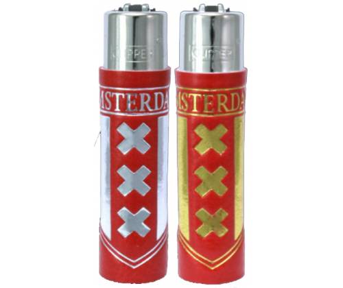 Clipper Αναπτήρας Μεγάλος με Δερμάτινη Θήκη - Σχέδιο Amsterdam ΧΧΧ - Τιμή: 3,90€