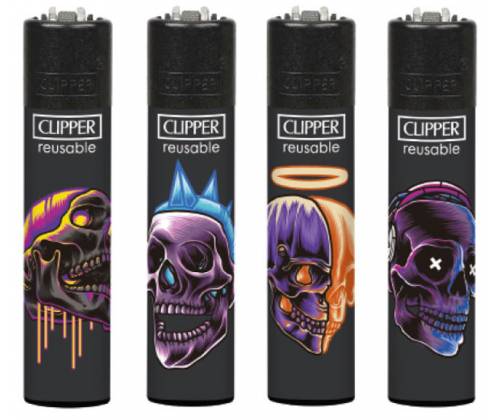 Clipper Αναπτήρας Μεγάλος - Black Skulls - Τιμή: 1,30€