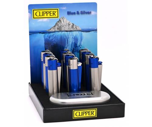 Clipper Lighter Metal Large - Blue & Silver Metal - Price: 11,90€