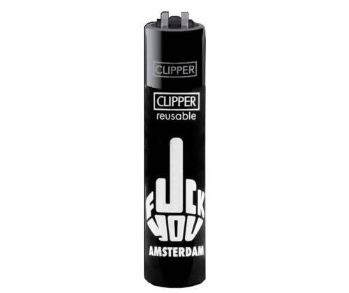 Αναπτήρας Πέτρας Clipper Μεγάλος - Amsterdam F-Love Black - Τιμή: 1,30€
